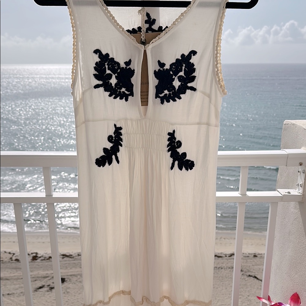 POL light Cream embroidered Sundress with Scoop Neck NWT - Picture 3 of 8